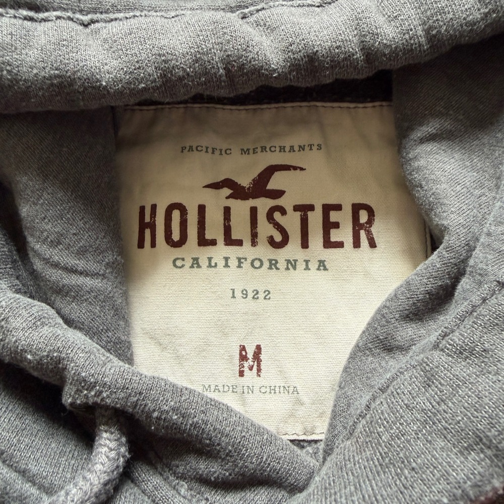 Hollister Mens So Calif Logo Hoodie Gray Pullover Sweatshirt Size M - Picture 3 of 11